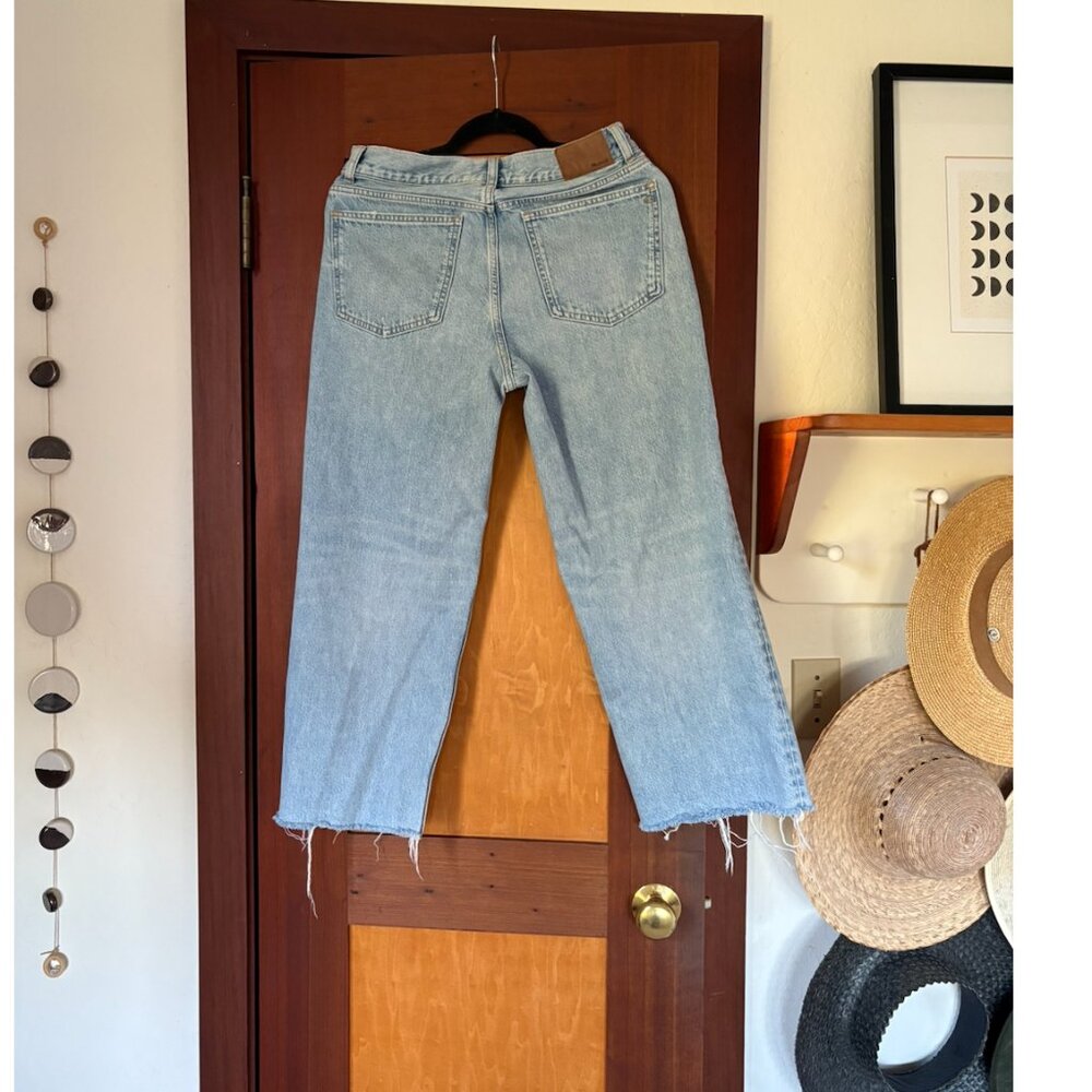 Madewell Low Slung Baggy Crop Jeans 27 Light Rinse 100% Cotton Raw Hem